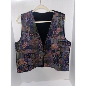 VINTAGE Southwestern Tapestry Woven Vest Size Large Tribal Boho